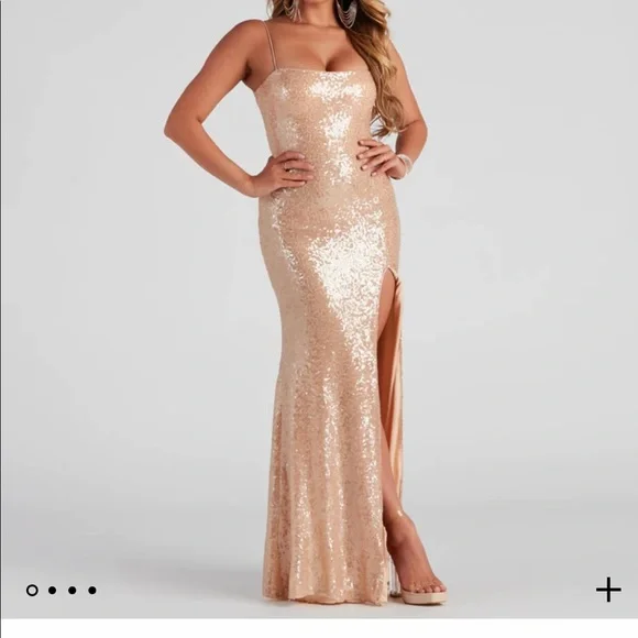 gold dress windsor Dusty Pink Floral V Neck A-line Satin Long Prom Dress main image 0